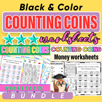Preview of Money Worksheets Coin Counting | Identify and Count US Coins Practice Sheets