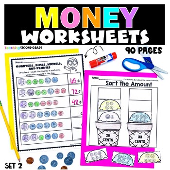 Preview of Counting Money Worksheets for 2nd Grade - Extra Practice Pages Morning Work