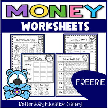 Preview of Money Worksheets Counting Coins Activities: 1st Grade 2nd Grade Math Center