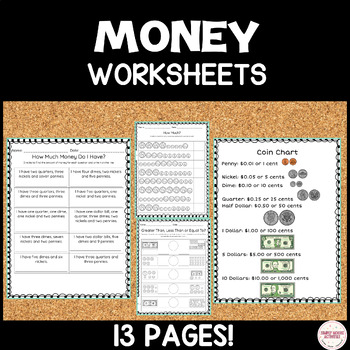Preview of Money Worksheets Counting Coins and Currency Activities/ Morning Work Practice
