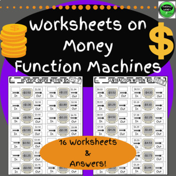 Preview of Function Machines in Math PDF and Digital, Money