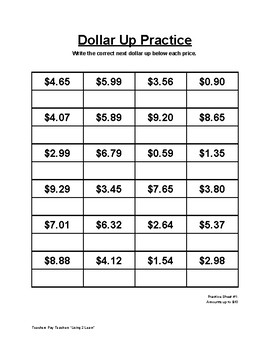 Money Worksheets Life Skills: 20+ Differentiated Counting, Dollar Up