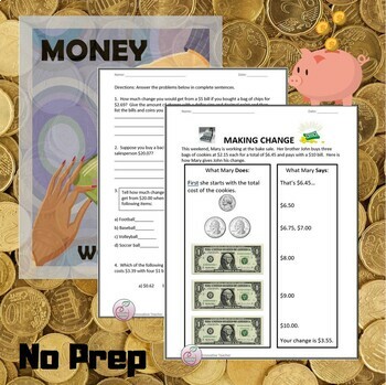 money worksheets money sense and making change by innovative teacher