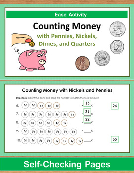 Money Worksheets w/Pennies, Nickels, Dimes & Quarters by Anna Navarre