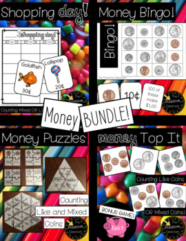 Preview of Money and Coins Identification CENTERS BUNDLE! - Identifying Coins & Counting