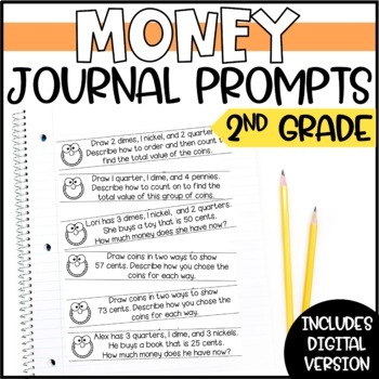 Preview of Money and Coins Math Journal Prompts - 2nd Grade