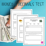 Money and Decimals Math Assessment