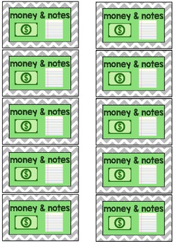 Preview of Money and Notes Label
