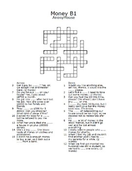 Money crossword puzzle by Felicity Carter TPT