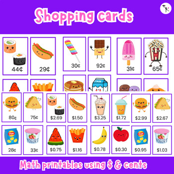 Preview of Money flashcards for elementary math; pretend shop
