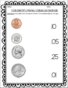 Money value as decimals assessment pack by The SpEd Head | TPT