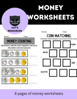 Preview of Money Counting & Identification Worksheets