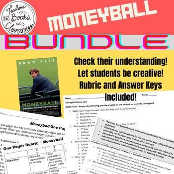 Preview of Moneyball Movie / Film Guide, Quiz, and One Pager w/Rubrics