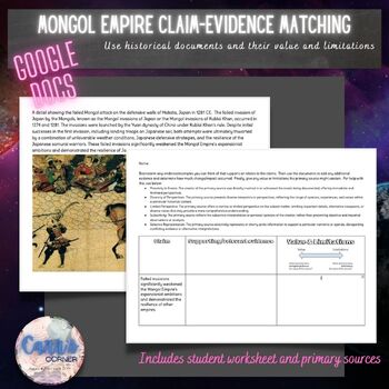 Preview of Mongol Empire | Claim-Evidence Matching