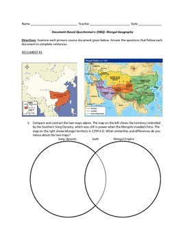 Preview of Mongol Empire Document-Based Questionnaire (DBQ)