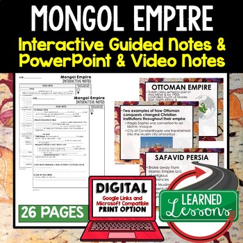 Preview of Mongol Empire Guided Notes and PowerPoints, Interactive Notebooks, Google