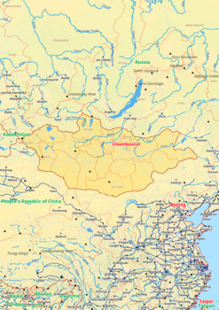 Preview of Mongolia map with cities township counties rivers roads labeled