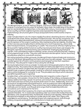 Preview of Mongolian Empire & Genghis Khan Article (TCAP & TNReady Review! TN 7.04)