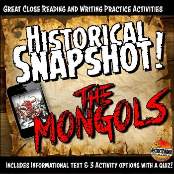 Preview of Mongols or Yuan Dynasty Historical Snapshot Close Reading Investigation and Quiz