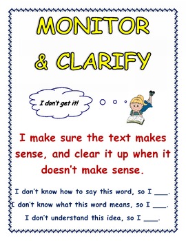 Preview of 'Monitor-Clarify' Anchor Chart