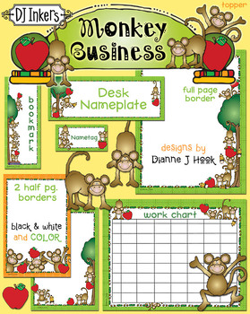 Preview of Monkey Business Classroom Theme Kit - Borders, Printables and Clip Art