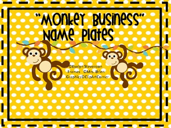 Preview of Monkey Business Editable  Name Plates