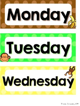 Monkey Calendar Set - Polka Dot by Love to Learn and Teach | TPT
