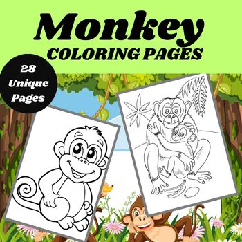 Preview of Monkey Coloring Pages - Coloring Book Adventure in Creativity