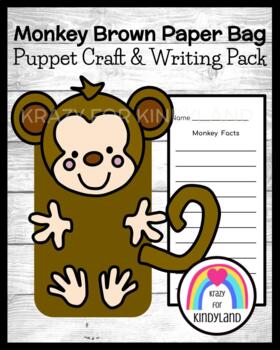 Preview of Monkey Craft Activity Writing Puppet - Zoo Animal Research Center