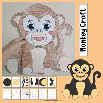 Preview of Monkey Craft Safari Animals Zoo Activities Bulletin Board Jungle Theme Coloring