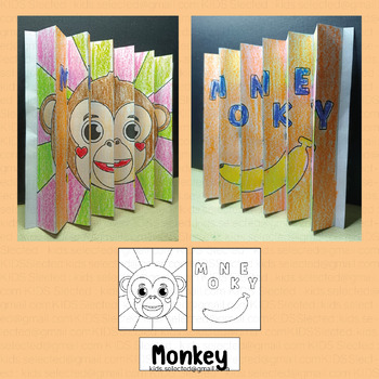 Preview of Monkey Craft Zoo Animals Activities Safari Coloring Page Agamograph Jungle Board