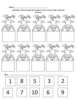 Monkey Cut & Paste for numbers 1-10 by Stephanie Bolivar | TpT