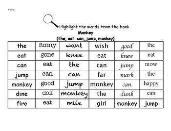 Preview of Monkey (Green Kit Lesson 16) - Find the Words Worksheets