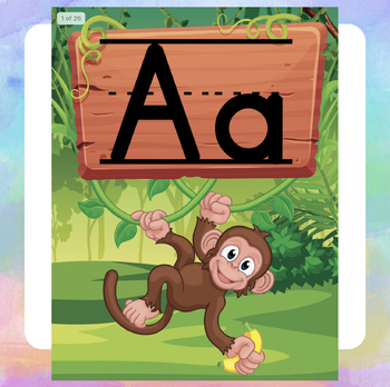 Monkey Jungle Printable Alphabet Posters Word Wall Cards by Humble and  Jumbled