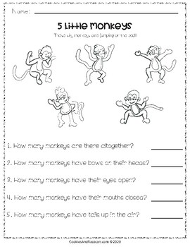 monkey math kindergarten1st grade worksheets by cookies