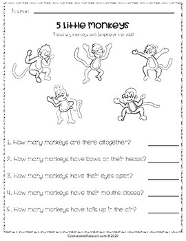 Monkey Math Kindergarten/1st Grade Worksheets by Cookies and Racecars