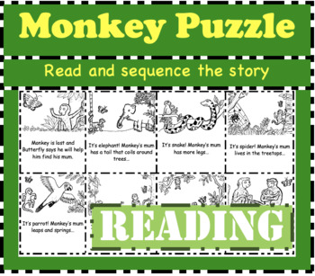 Monkey Puzzle: Read and sequence the story cut and paste activity