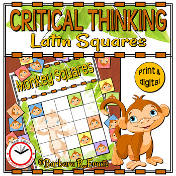 Preview of LATIN SQUARES MATH LOGIC PUZZLES Monkey Sudoku Critical Thinking Differentiated
