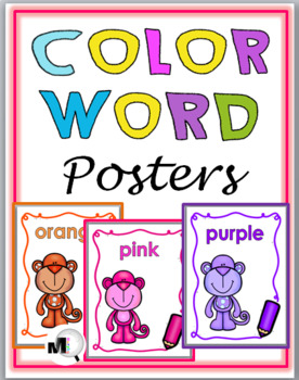 Preview of Monkey Theme Classroom Décor Color Word Posters