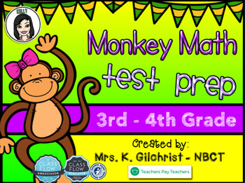 Preview of Monkey Themed Math Test Prep Practice for Promethean ActivInspire