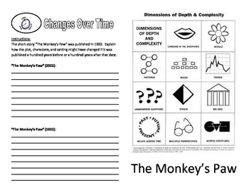 Preview of Monkey's Paw GATE Booklet - with Depth and Complexity Icons
