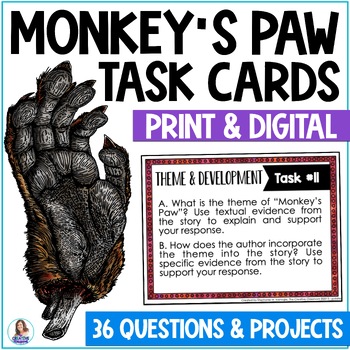 Preview of Monkey's Paw by W.W. Jacobs - Short Story Task Cards - Middle & High School ELA