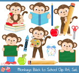 Monkeys Back to School Clipart Set