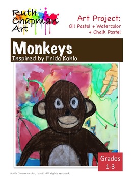 Preview of Monkeys Inspired by Frida Kahlo: Art Lesson for Grades 1-3