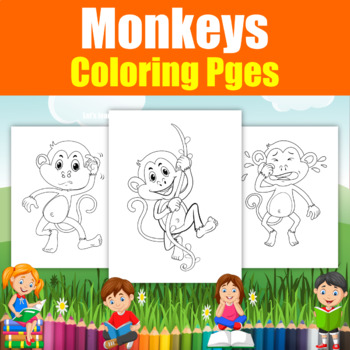 Monkeys coloring book l 20 Printable Monkey coloring pages for kids.