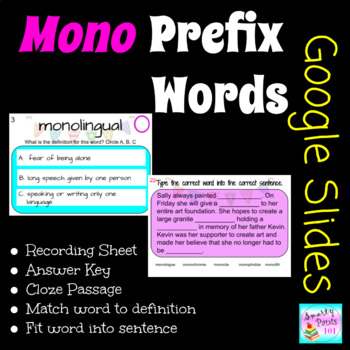 Preview of Mono Prefix DIGITAL Google Slides  
