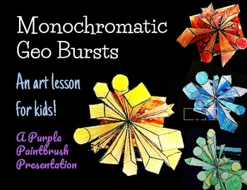 Preview of Monochromatic Geo Shapes: A Mixed Media Art Lesson for Kids!