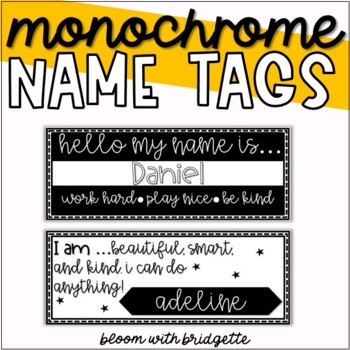 Preview of Monochrome Editable Name Tags for Any Grade