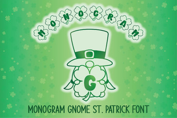 Preview of Monogram Gnome Font Clover Leaf Alphabet Number And Sign