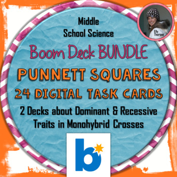 Preview of Monohybrid Cross Punnett Square BUNDLE Genetics BOOM Decks Digital Task Cards